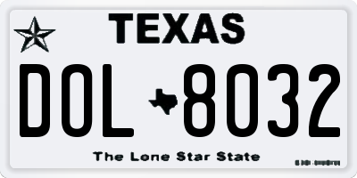TX license plate DOL8032