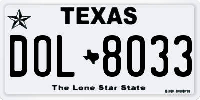 TX license plate DOL8033