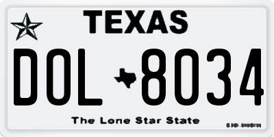 TX license plate DOL8034