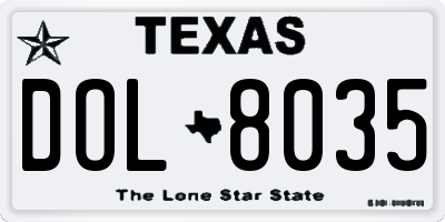 TX license plate DOL8035