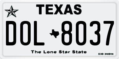 TX license plate DOL8037