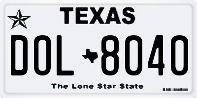 TX license plate DOL8040