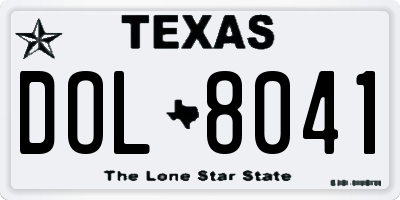 TX license plate DOL8041
