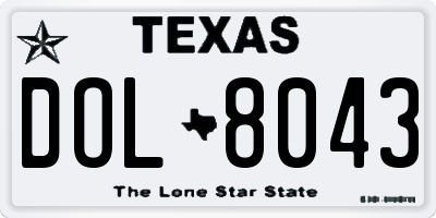 TX license plate DOL8043