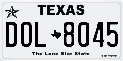 TX license plate DOL8045