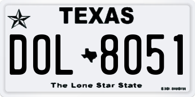 TX license plate DOL8051