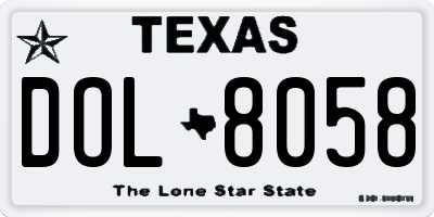 TX license plate DOL8058