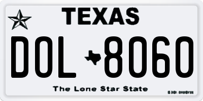 TX license plate DOL8060