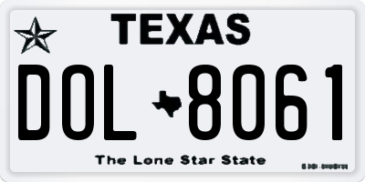 TX license plate DOL8061