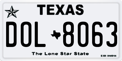 TX license plate DOL8063