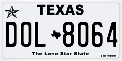 TX license plate DOL8064