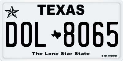 TX license plate DOL8065