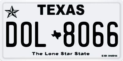 TX license plate DOL8066