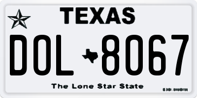 TX license plate DOL8067