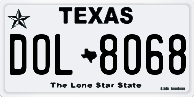 TX license plate DOL8068