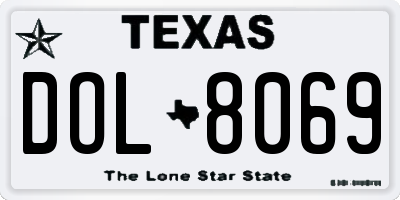 TX license plate DOL8069