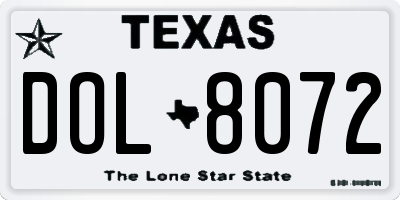 TX license plate DOL8072