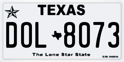 TX license plate DOL8073