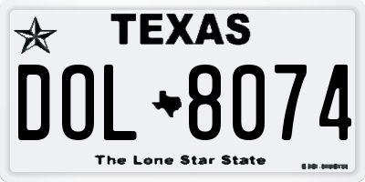 TX license plate DOL8074