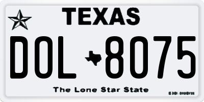 TX license plate DOL8075