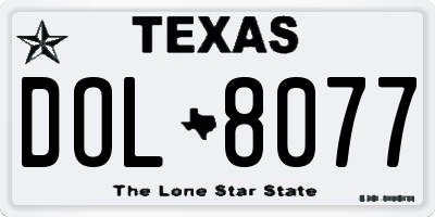 TX license plate DOL8077