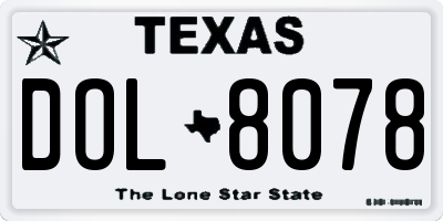 TX license plate DOL8078