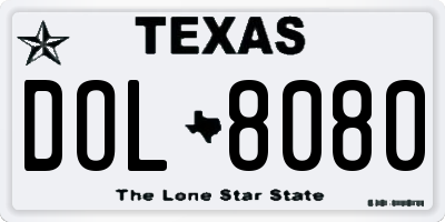 TX license plate DOL8080