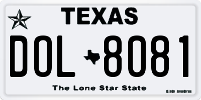 TX license plate DOL8081