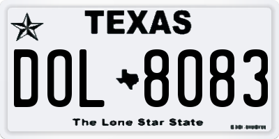 TX license plate DOL8083