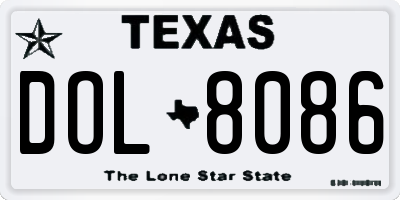 TX license plate DOL8086