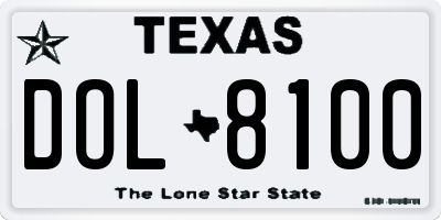 TX license plate DOL8100