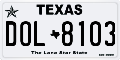 TX license plate DOL8103