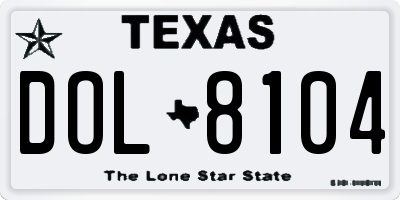 TX license plate DOL8104