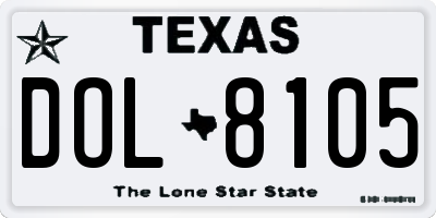TX license plate DOL8105