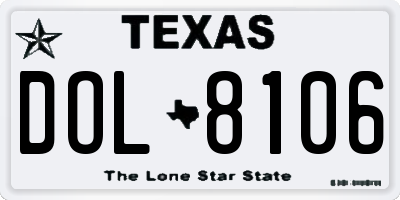 TX license plate DOL8106