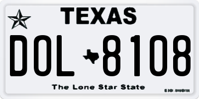 TX license plate DOL8108