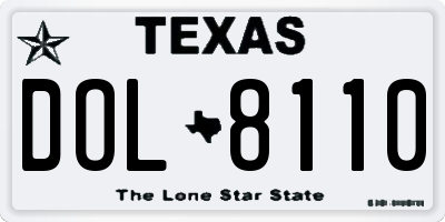 TX license plate DOL8110