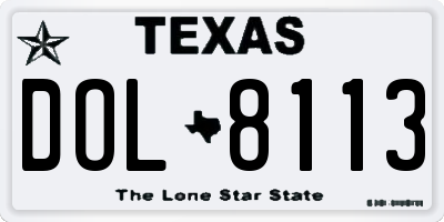 TX license plate DOL8113