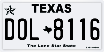 TX license plate DOL8116
