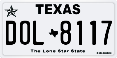 TX license plate DOL8117