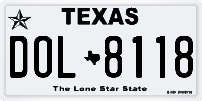 TX license plate DOL8118