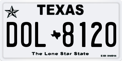 TX license plate DOL8120