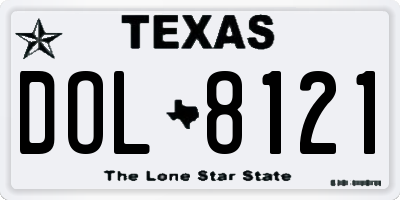 TX license plate DOL8121