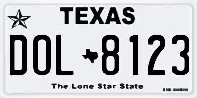 TX license plate DOL8123