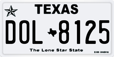 TX license plate DOL8125