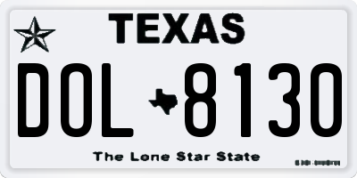 TX license plate DOL8130