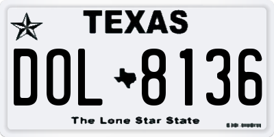 TX license plate DOL8136