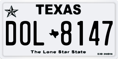 TX license plate DOL8147