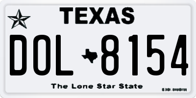 TX license plate DOL8154