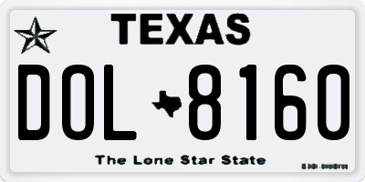 TX license plate DOL8160